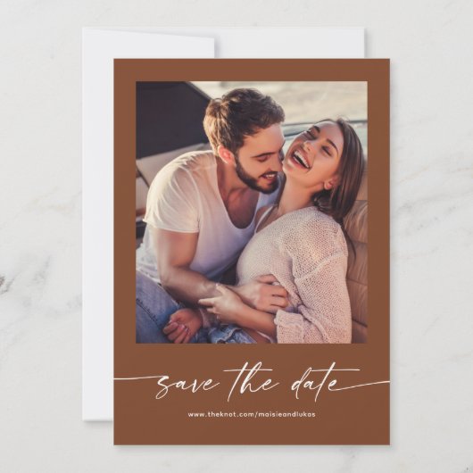 Boho Save The Date, Rustieke Herfst Verloving Kaart (Achterkant)