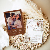 Boho Save The Date, Rustieke Herfst Verloving Kaart