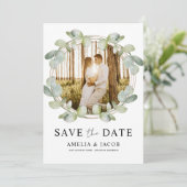 Boho Save the Date Sage Green Eucalyptus Wedding (Staand voorkant)