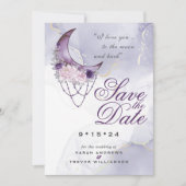 Boho Save the Date Stof Paarse Halvemaan Kaart (Voorkant)