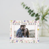Boho Save the Date Wildflower & Foto Briefkaart (Staand voorkant)