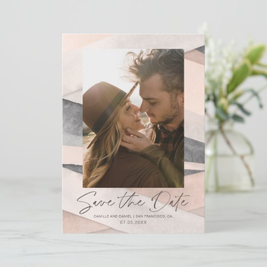 Boho Save to Date Photo Card Kaart (Staand voorkant)