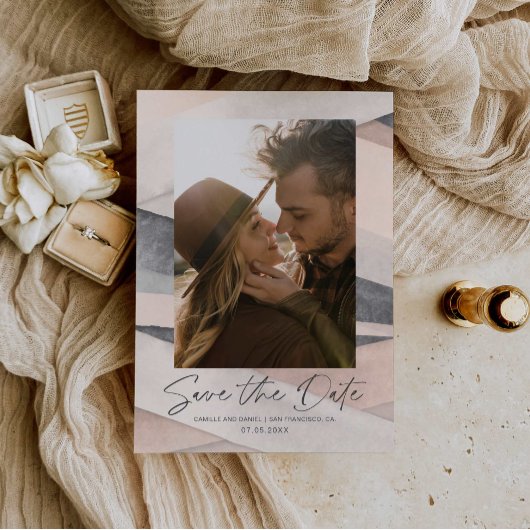 Boho Save to Date Photo Card Kaart