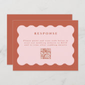 Boho Scallop Terracotta & Blush Wedding QR Code RSVP Kaartje (Voorkant / Achterkant)
