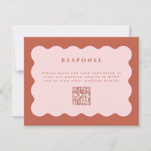 Boho Scallop Terracotta & Blush Wedding QR Code RSVP Kaartje