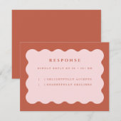 Boho Scallop Terracotta & Blush Wedding RSVP Kaartje (Voorkant / Achterkant)