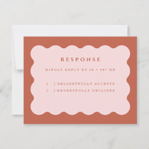 Boho Scallop Terracotta & Blush Wedding RSVP Kaartje