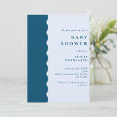 Boho Scalloped Edge Blue Baby shower Kaart (Staand voorkant)