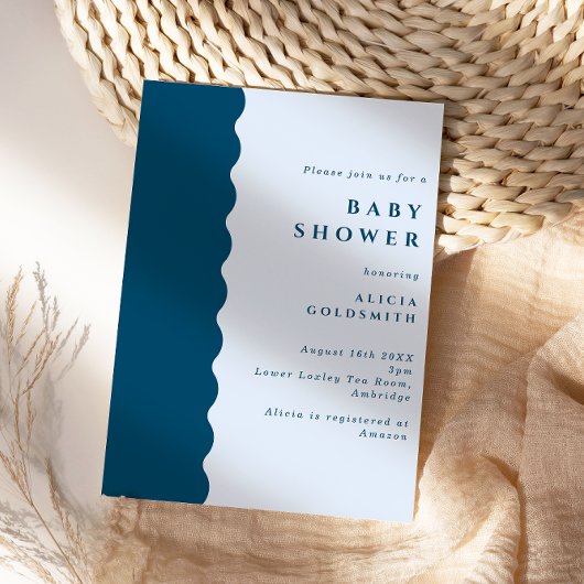 Boho Scalloped Edge Blue Baby shower Kaart