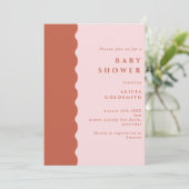 Boho Scalloped Edge Terracotta & Blush Baby Shower Kaart (Staand voorkant)