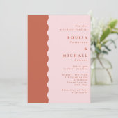 Boho Scalloped Edge Terracotta & Blush Wedding Kaart (Staand voorkant)