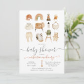 Boho Scandi Baby shower Invitation Kaart (Staand voorkant)