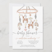 Boho Scandi Deer Forest Mobile Baby shower Kaart (Voorkant)