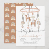 Boho Scandi Deer Forest Mobile Baby shower Kaart (Voorkant / Achterkant)