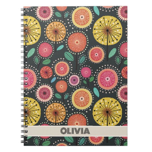 Boho Scandi folk bloem Notitieboek (Voorkant)