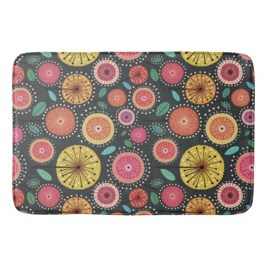 Boho Scandi folk bloem patroon Badmat (Voorkant)