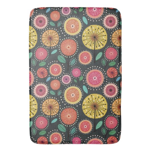 Boho Scandi folk bloem patroon Badmat (Voorkant Verticaal)