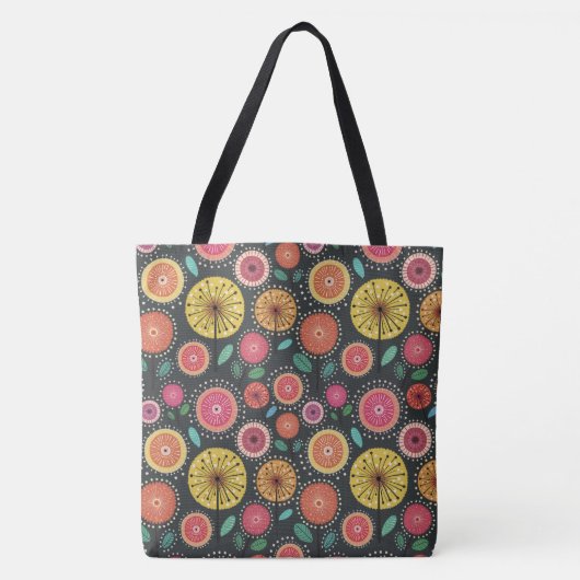 Boho Scandi folk bloem patroon Tote Bag (Voorkant)