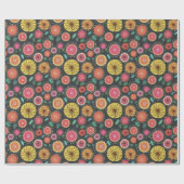 Boho Scandi folk bloem patroon Wrapping Paper Cadeaupapier (Vlak)
