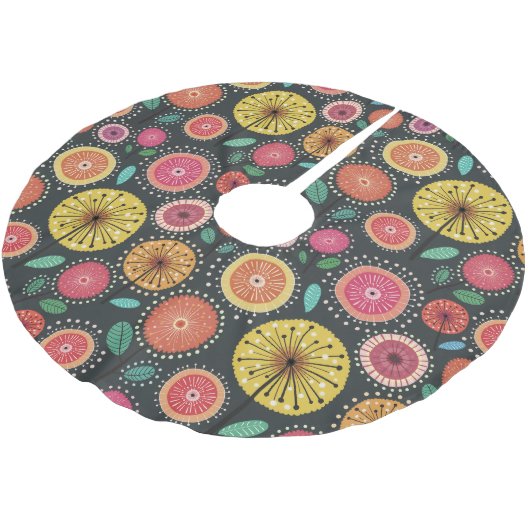 Boho Scandi folk bloemenpatroon Kerstboom Rok (Gekanteld)