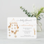 Boho Scandi Llama Mobile Baby shower Invitation Kaart (Staand voorkant)