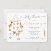 Boho Scandi Llama Mobile Baby shower Invitation Kaart (Voorkant)