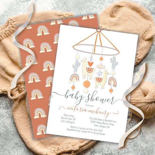 Boho Scandi Mobile Baby shower Kaart