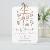 Boho Scandi Rainbow Mobile Baby shower Kaart (Staand voorkant)