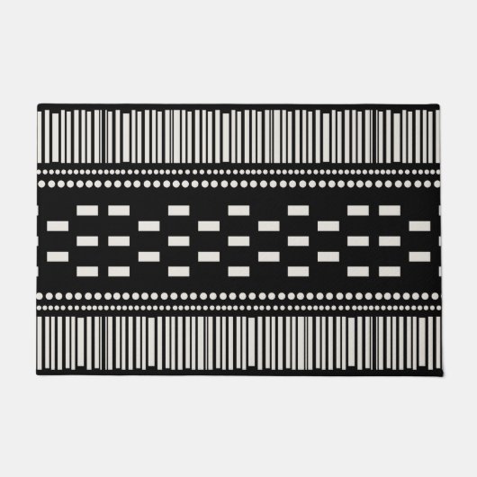 Boho Scandinavian Lines Black White Deurmat (Voorkant)