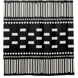 Boho Scandinavian Lines Black White Douchegordijn