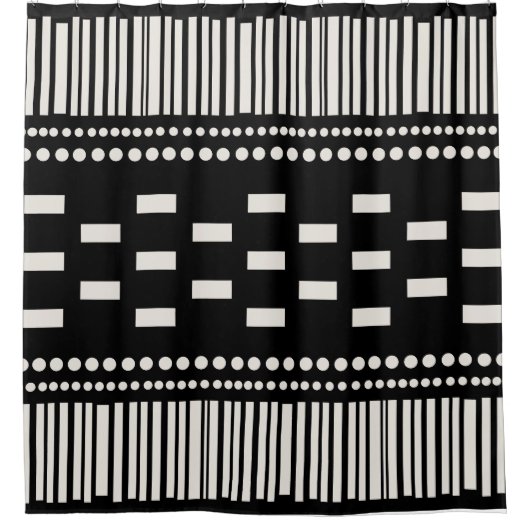 Boho Scandinavian Lines Black White Douchegordijn (Voorkant)