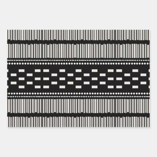 Boho Scandinavian Lines Black White Inpakpapier Vel (Voorkant 2)