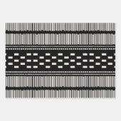 Boho Scandinavian Lines Black White Inpakpapier Vel (Voorkant)