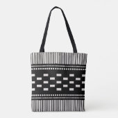 Boho Scandinavian Lines Black White Tote Bag (Achterkant)