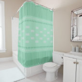 Boho Scandinavian Lines Stippen Mint Green Douchegordijn (In situ)