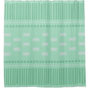 Boho Scandinavian Lines Stippen Mint Green Douchegordijn