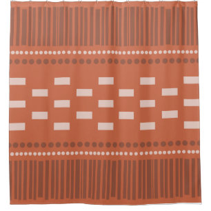 Boho Scandinavian Lines Stippen Rust Douchegordijn