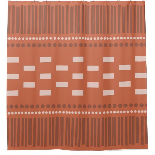 Boho Scandinavian Lines Stippen Rust Douchegordijn (Voorkant)