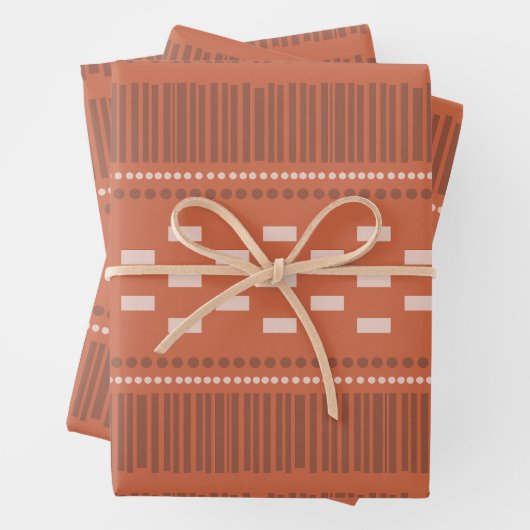 Boho Scandinavian Lines Stippen Rust Inpakpapier Vel (In situ)