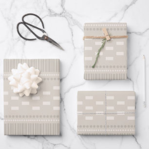 Boho Scandinavian Lines Stippen Taupe Inpakpapier Vel