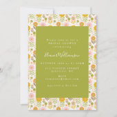 Boho Scandinavische Groene Bloemen Bruidsfeest Kaart (Voorkant)