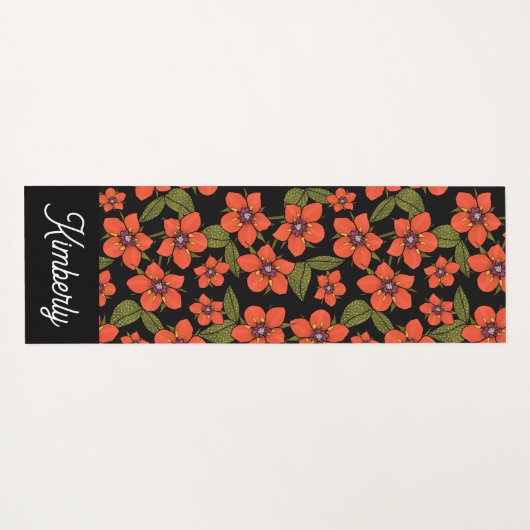 Boho Scarlet Pimpernel Custom Name Yoga Mat (Achterkant (horizontaal))