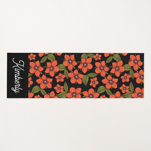 Boho Scarlet Pimpernel Custom Name Yoga Mat (Voorkant (horizontaal))