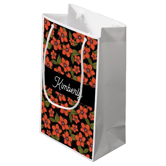 Boho Scarlet Pimpernel Monogram Gift Bag Klein Cadeauzakje (Achterkant Gekanteld)