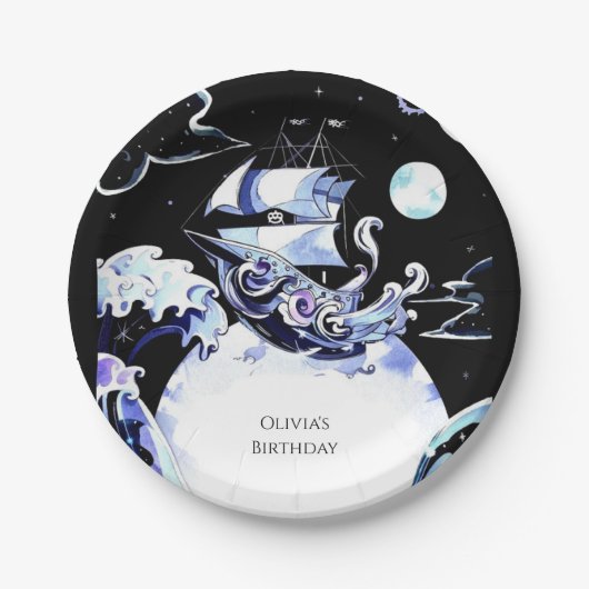 Boho schatjacht piraat verjaardag papieren bordje (Voorkant)