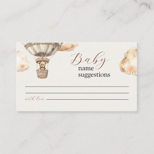 Boho Schattig Beer Baby Naam Suggestie Kaart (Voorkant)