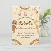 Boho schattig Beer en Giraffe Birthday Kaart (Staand voorkant)