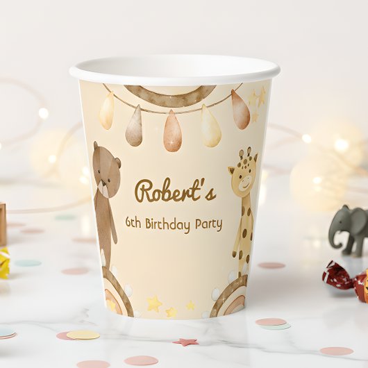 Boho schattig Beer- en Giraffe-kinderen van Birthd Papieren Bekers