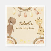 Boho schattig Beer- en Giraffe-kinderen van Birthd Servet (Voorkant)