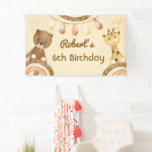 Boho schattig Beer- en Giraffe-kinderen van Birthd Spandoek (Insitu)